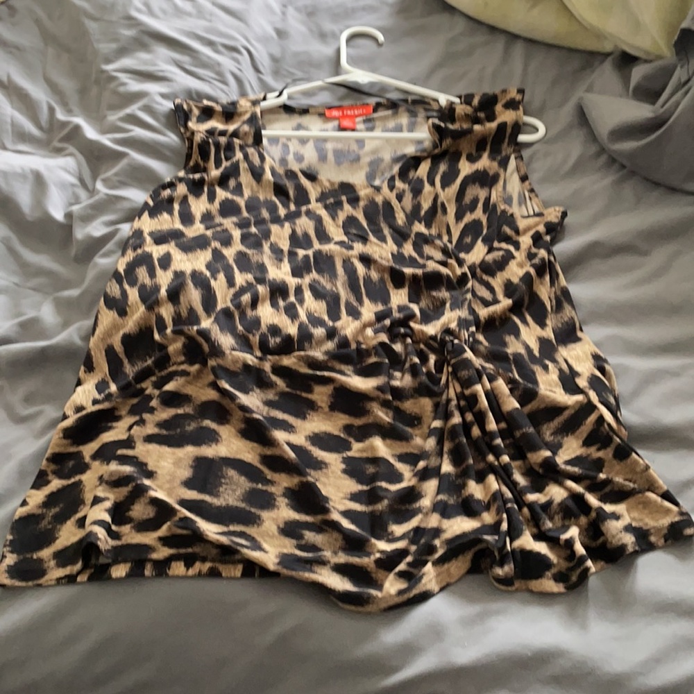 Sleeveless Joe Fresh wrap top, leopard animal print, 1X, EUC